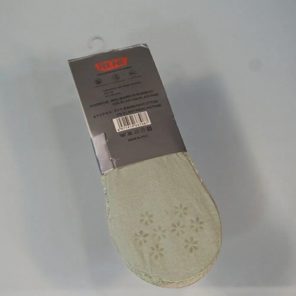 REHE Invisible Socks Laced Women Fashion No Slip Silicon Grip 2 Pairs